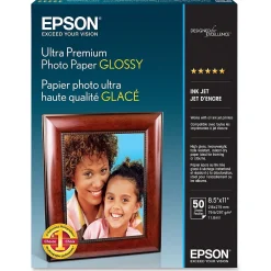 Photo Paper*Epson Ultra Premium Glossy Photo Paper, 8.5" x 11", 50 Sheets/Pack (S042175)