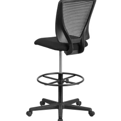 Office Chairs*Flash Furniture Ergonomic Mid-Back Mesh Drafting Chair with Black Fabric Seat and Adjustable Foot Ring [GO-2100-GG]