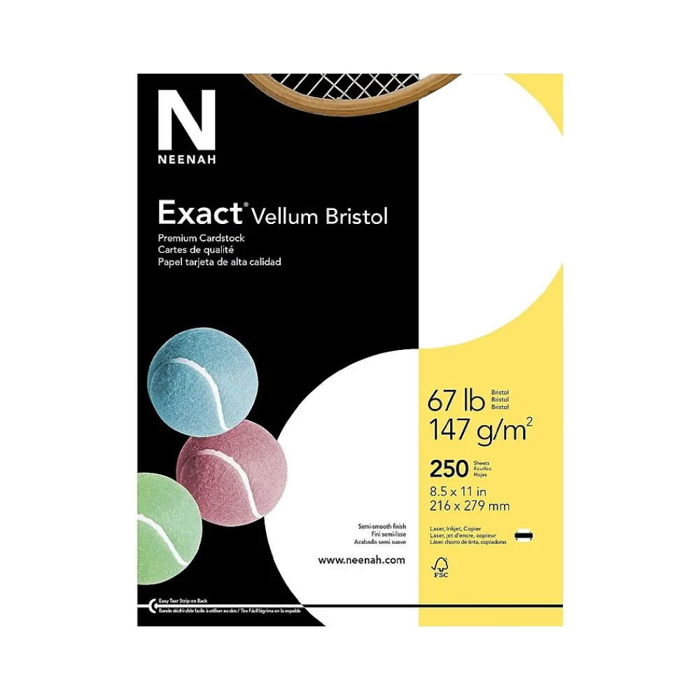 Card Stock*Exact Vellum Bristol Vellum Bristol 67 lb. Cardstock Paper, 8.5" x 11", White, 250 Sheets/Pack (80218 / 81318)