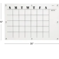 Dry Erase*Global Printed Products Excello Global Products Acrylic Dry Erase Board with Custom Printed Calendar, 30" x 20" (EGP-HD-0525)