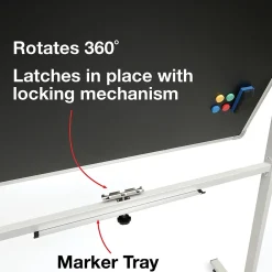 Dry Erase*Global Printed Products Excello Global Products Double Sided Magnetic Mobile Whiteboard Chalkboard Combo, White Frame, 48