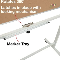 Bulletin*Global Printed Products Excello Global Products Double Sided Magnetic Mobile Whiteboard Corkboard Combo, White Frame, 48