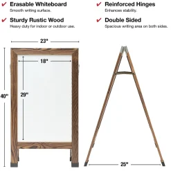 Dry Erase*Global Printed Products Excello Global Products Indestructible A-Frame Whiteboard, 40" x 22", Brown (EGP-HD-0538-BN)