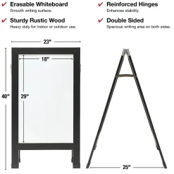 Dry Erase*Global Printed Products Excello Global Products Indestructible A-Frame Whiteboard, 40" x 22", Black (EGP-HD-0538-BK)