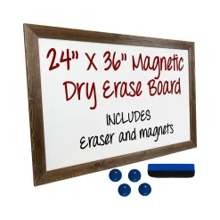 Dry Erase*Excello Global Products Magnetic Dry-Erase Whiteboard, Rustic Wood Frame, 3' x 2' (EGP-HD-0077)