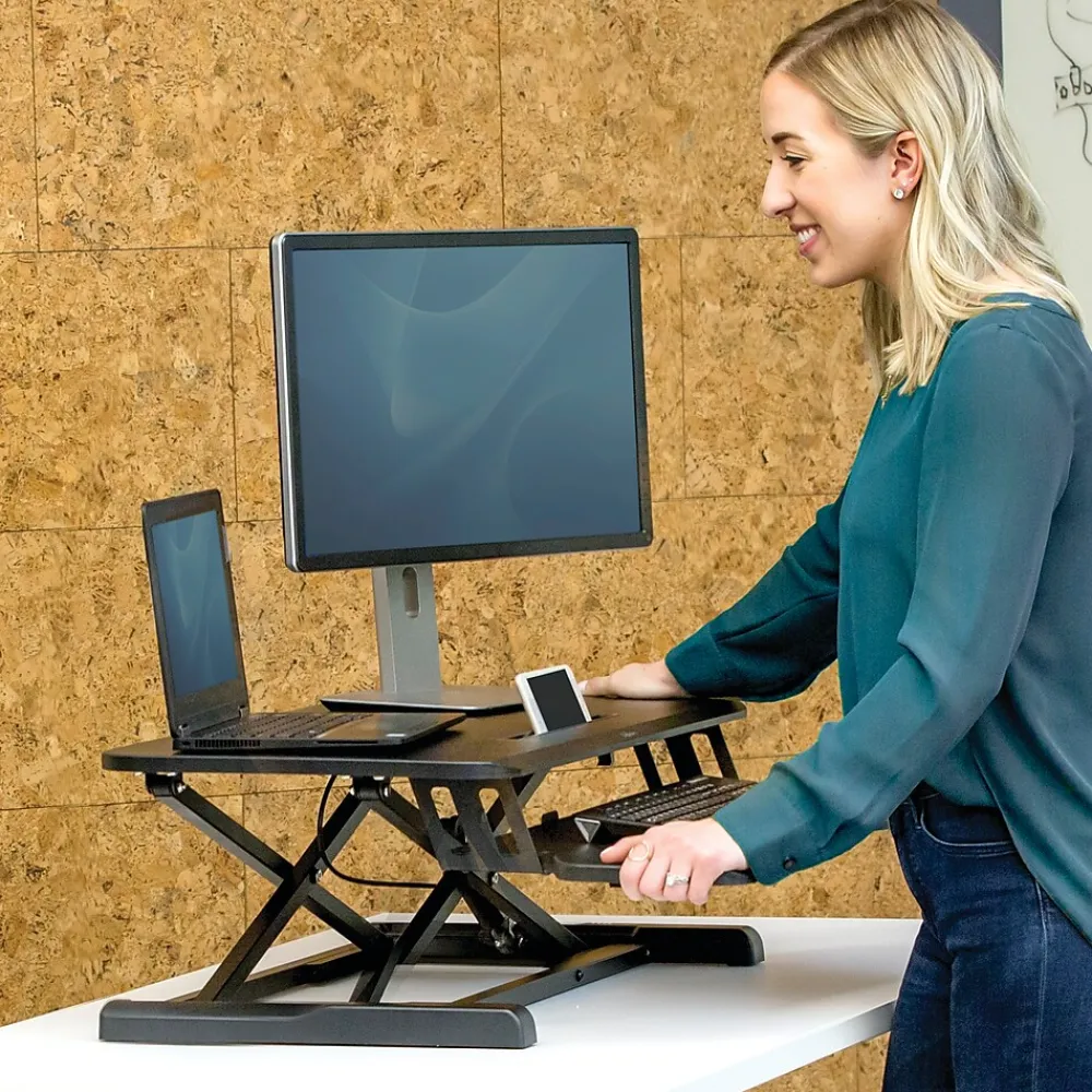 Standing Desks*Fellowes Corsivo 32"W Manual Adjustable Standing Desk Converter, Black (8091001)