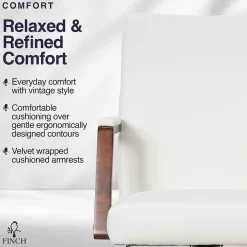 Office Chairs*Finch NEO ONE Ergonomic Velvet Fabric/Wood Swivel Executive Chair, Cream (52304-CRM)