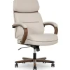 Office Chairs*Finch NEO TWO Ergonomic Vegan Leather/Wood Swivel Executive Chair, Cream (52373-CRM)