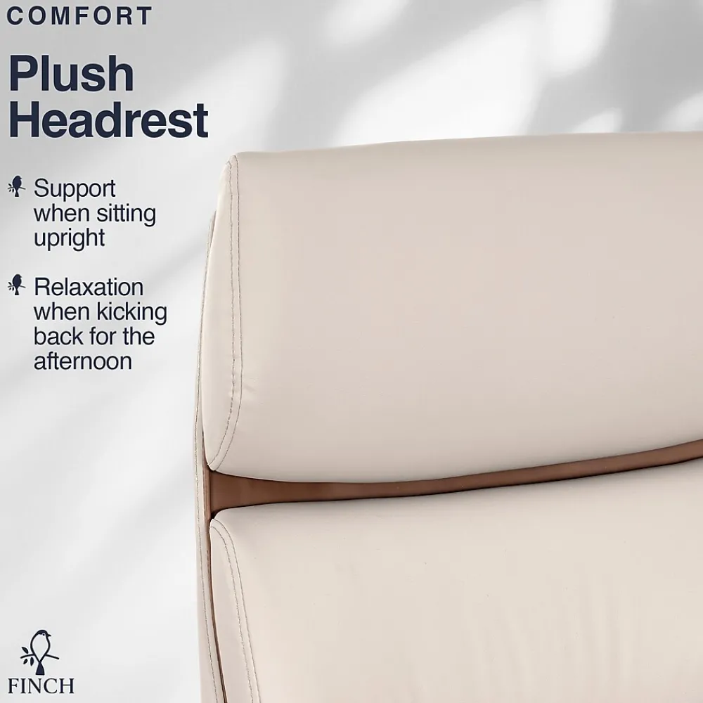 Office Chairs*Finch NEO TWO Ergonomic Vegan Leather/Wood Swivel Executive Chair, Cream (52373-CRM)