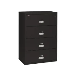 File Cabinets*FireKing Classic 4-Drawer Lateral File Cabinet, Fire Resistant, Letter/Legal, Black, 37.5"W (4-3822-CBL)