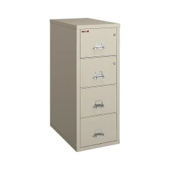 File Cabinets*FireKing Classic 4-Drawer Vertical File Cabinet, Fire Resistant, Letter, Parchment, 31.56"D (4-1831-CPA)