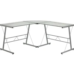 Computer Desks*Flash Furniture 84" Glass L-Shape Computer Desk, Clear/Silver (NANCD22181)