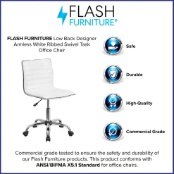 Office Chairs*Flash Furniture Alan Armless Vinyl Swivel Low Back Task Office Chair, White/Chrome (DS512BWH)