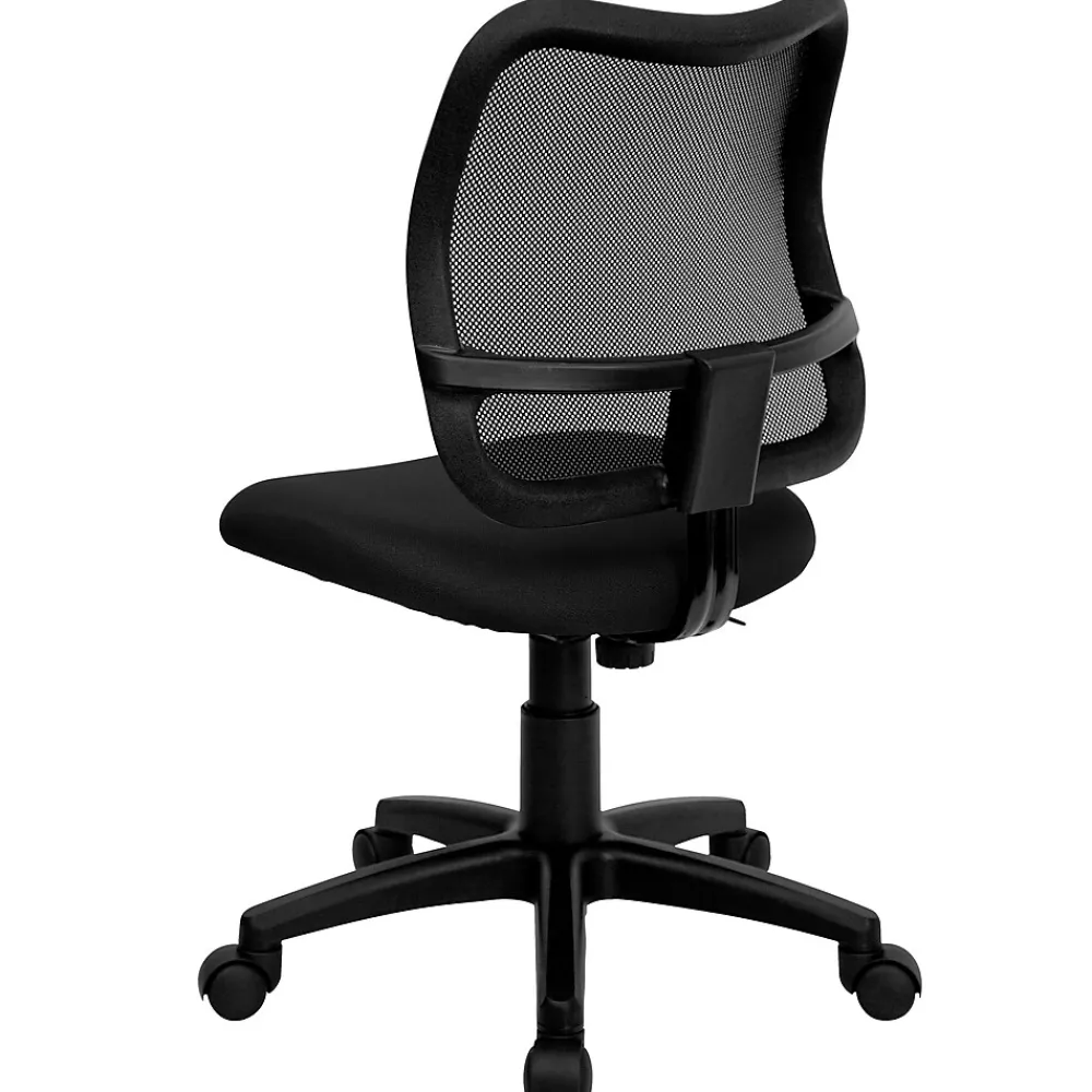 Office Chairs*Flash Furniture Alber Armless Ergonomic Mesh Swivel Mid-Back Task Office Chair, Black (WLA277BK)