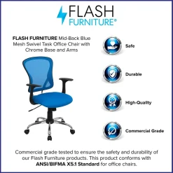 Office Chairs*Flash Furniture Alfred Ergonomic Mesh Swivel Mid-Back Task Office Chair, Blue (H8369FBL)