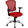 Office Chairs*Flash Furniture Alfred Ergonomic Mesh Swivel Mid-Back Task Office Chair, Red (H8369FRED)