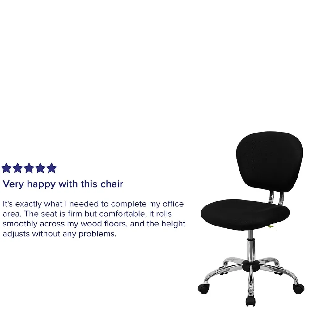 Office Chairs*Flash Furniture Beverly Armless Ergonomic Mesh Swivel Mid-Back Padded Task Office Chair, Black (H2376FBK)