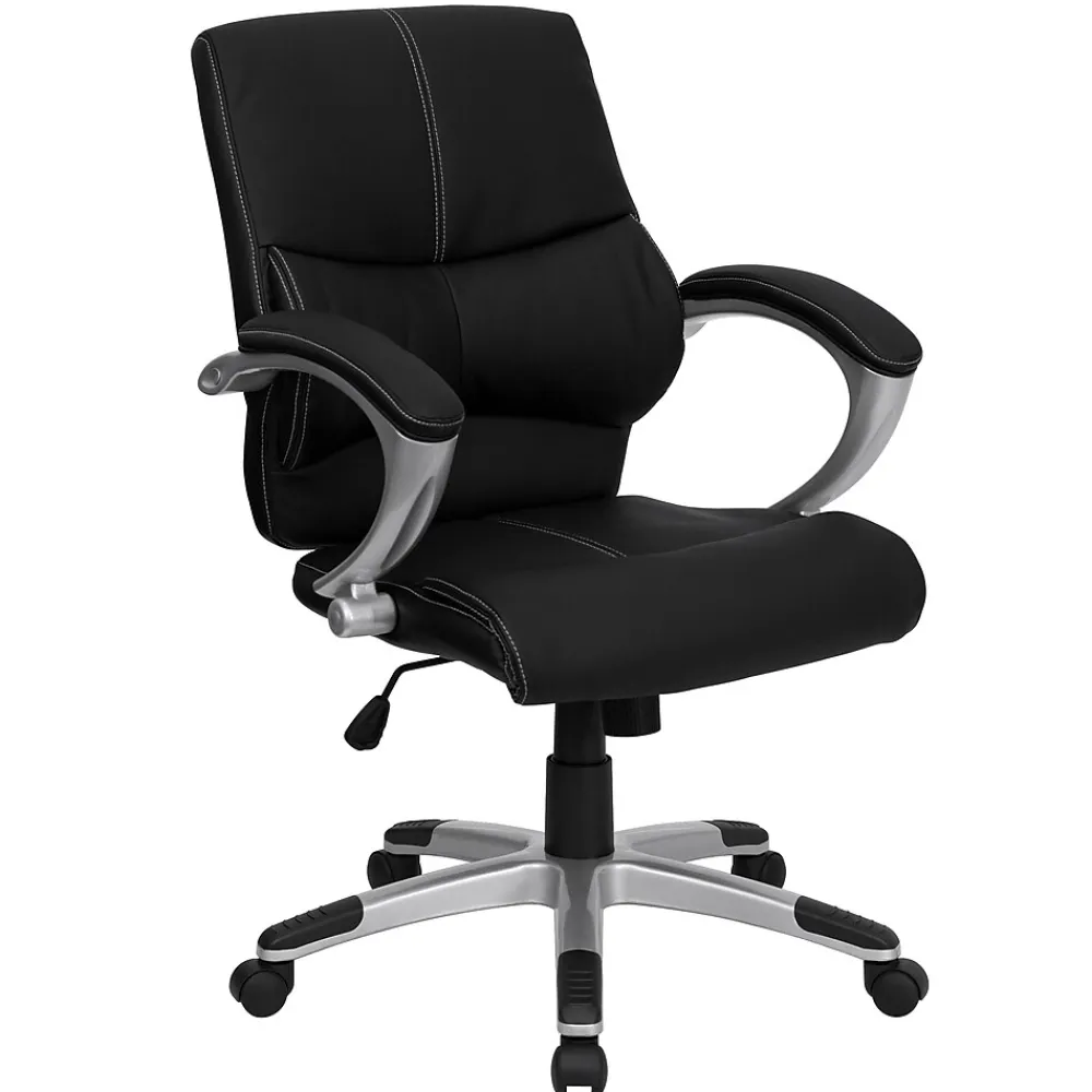 Office Chairs*Flash Furniture Bodie LeatherSoft Swivel Mid-Back Manager's Office Chair, Black (H9637L2MID)