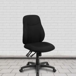 Office Chairs*Flash Furniture Brandy Armless Ergonomic Fabric Swivel Mid-Back Task Office Chair, Black (BT90297M)