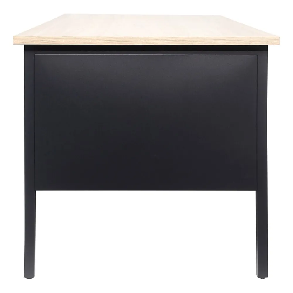 Office Desks*Flash Furniture Cambridge 70"W Double Pedestal Desk, (GCMBLK180WOK) White Oak/Black