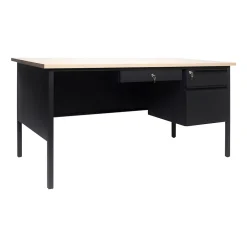 Office Desks*Flash Furniture Cambridge 60"W Single Pedestal Desk, (GCMBLK175WOK) White Oak/Black