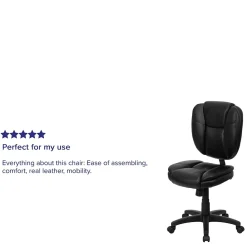 Office Chairs*Flash Furniture Caroline Armless Ergonomic LeatherSoft Swivel Mid-Back Multifunction Task Office Chair, Black (GO930FBKLEA)