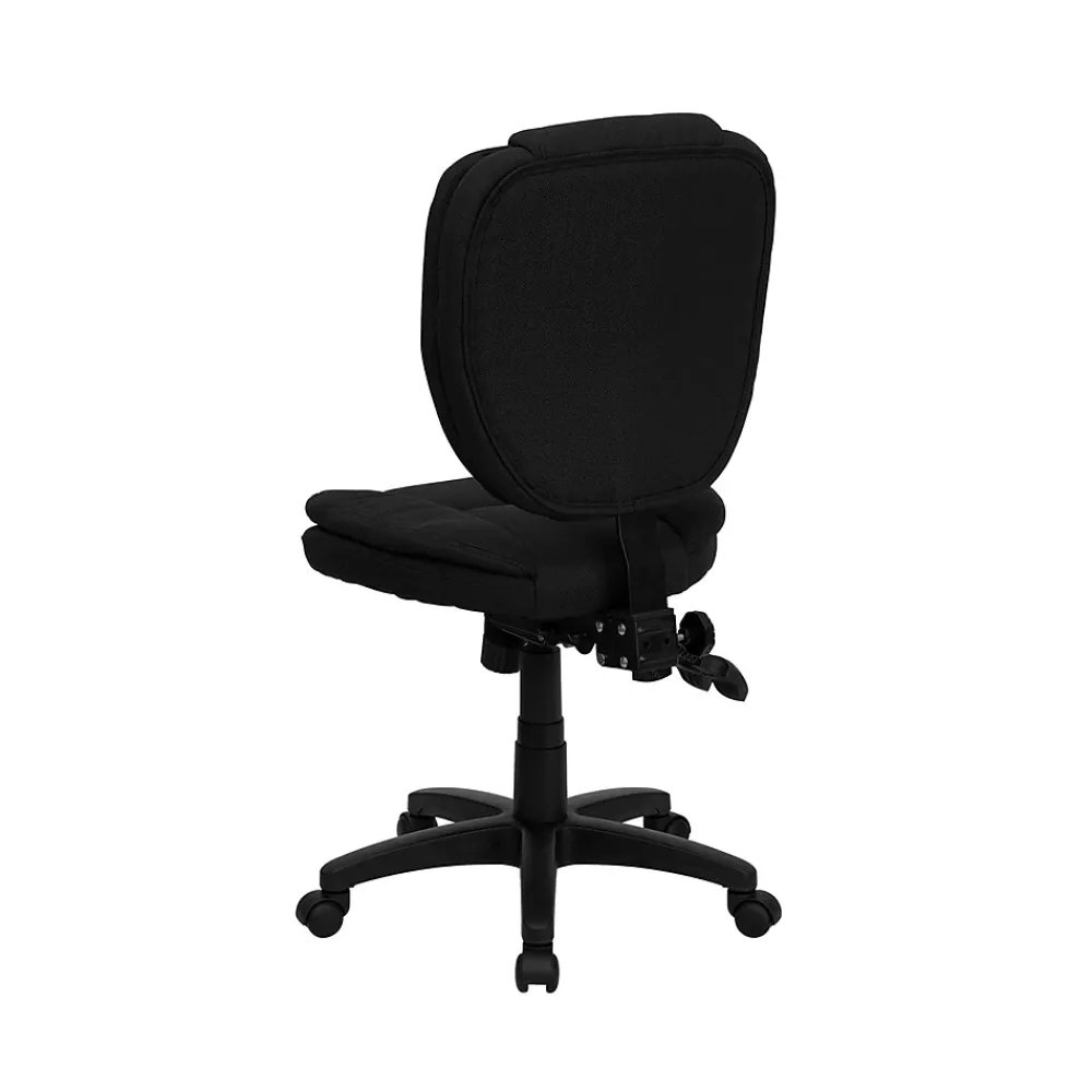 Office Chairs*Flash Furniture Caroline Armless Ergonomic Fabric Swivel Mid-Back Multifunction Task Office Chair, Black (GO930FBK)