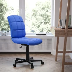 Office Chairs*Flash Furniture Clayton Armless Vinyl Swivel Mid-Back Quilted Task Office Chair, Blue (GO16911BLUE)