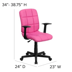 Office Chairs*Flash Furniture Clayton Vinyl Swivel Mid-Back Quilted Task Office Chair, Pink (GO16911PINKA)