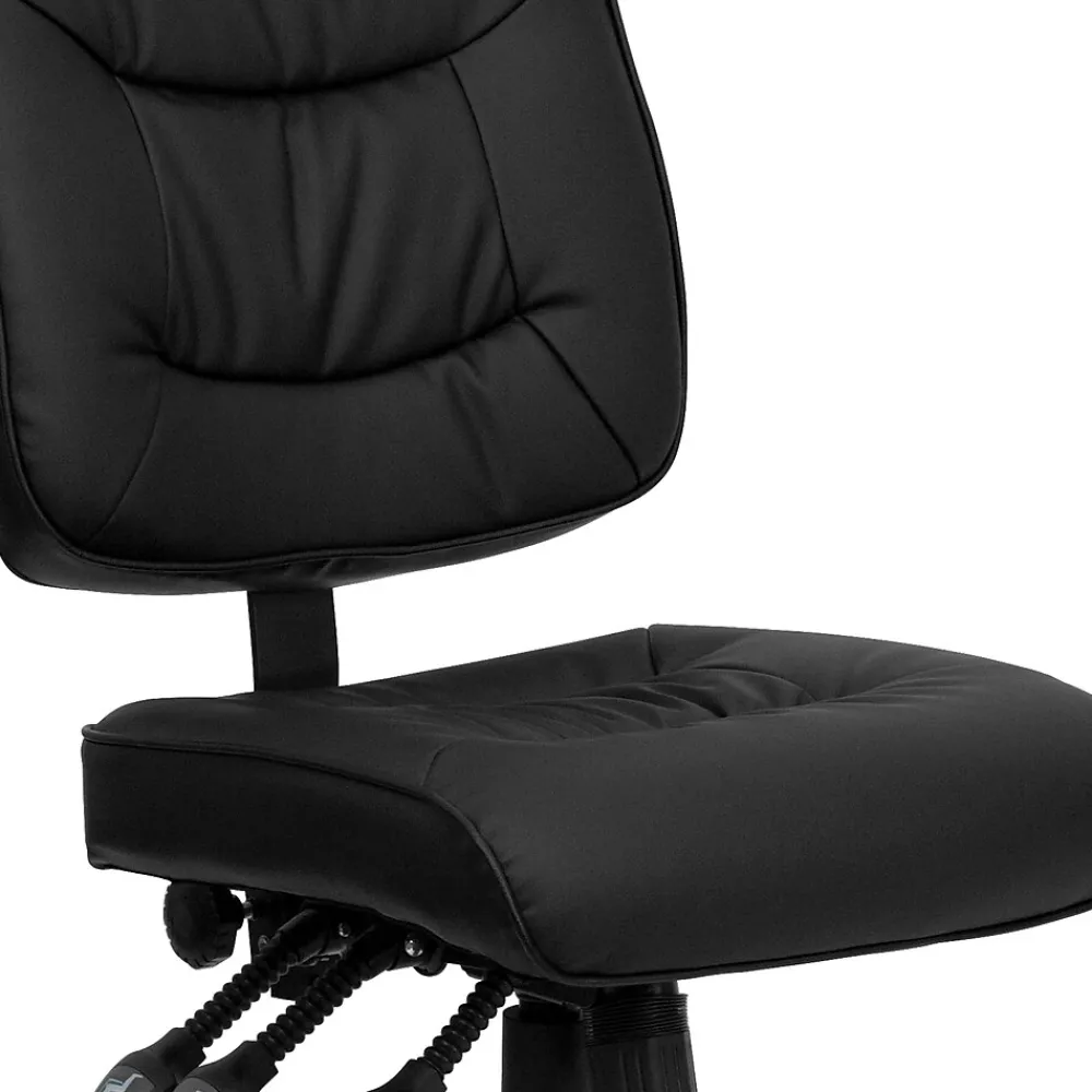 Office Chairs*Flash Furniture Cole Armless Ergonomic LeatherSoft Swivel Mid-Back Task Office Chair, Black (GO1574BK)