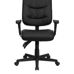 Office Chairs*Flash Furniture Cole Ergonomic LeatherSoft Swivel Mid-Back Task Office Chair, Black (GO1574BKA)