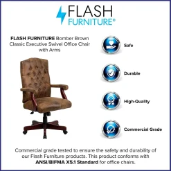 Office Chairs*Flash Furniture Derrick Microfiber Swivel Executive Office Chair, Bomber Brown (802BRN)