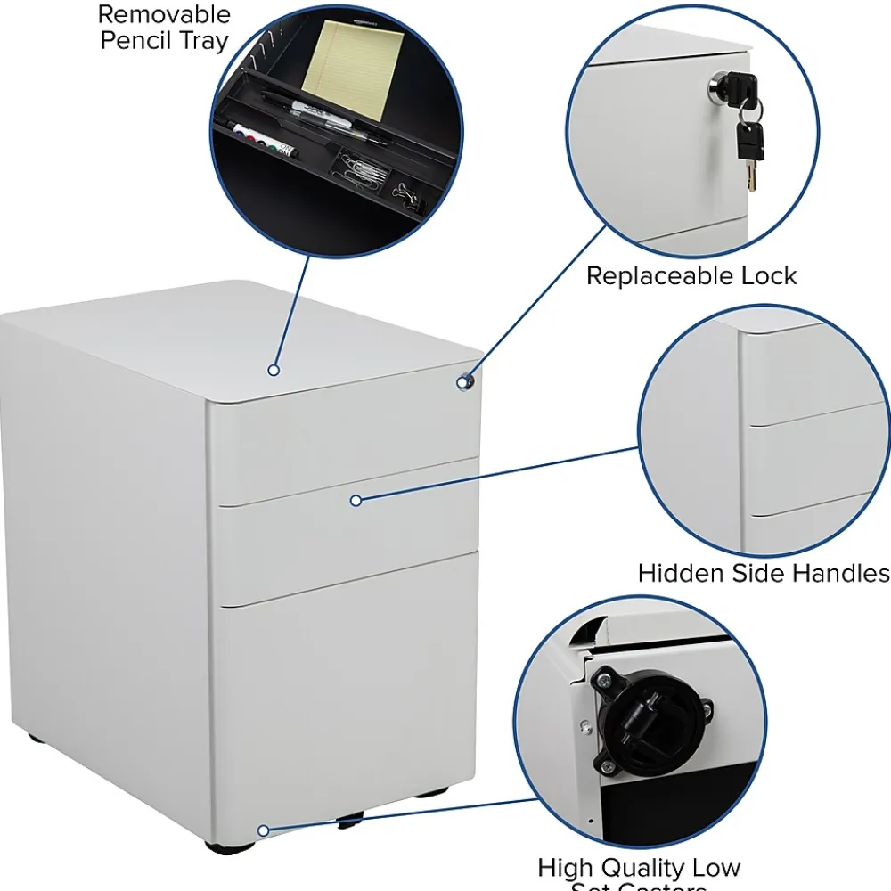 File Cabinets*Flash Furniture 3-Drawer Cabinet, Legal & Letter Files, White, 21" (HZCHPL01W)