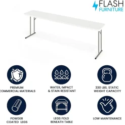Folding Tables*Flash Furniture Elon Folding Table, 96" x 18", Granite White (DADYCZ2442GW)