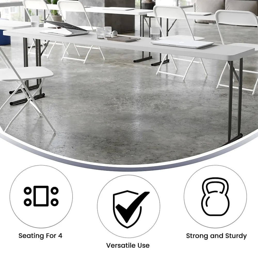 Folding Tables*Flash Furniture Elon Folding Table, 96" x 18", Granite White (DADYCZ2442GW)