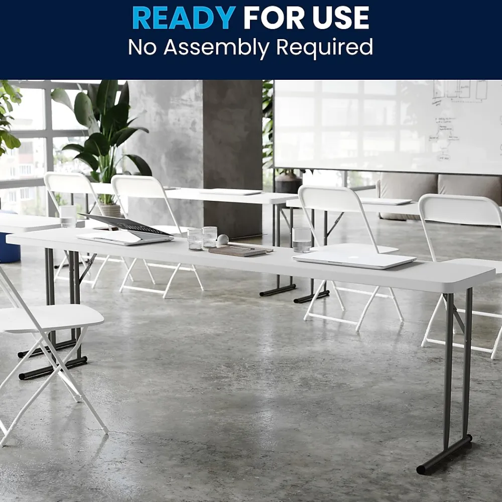 Folding Tables*Flash Furniture Elon Folding Table, 96" x 18", Granite White (DADYCZ2442GW)