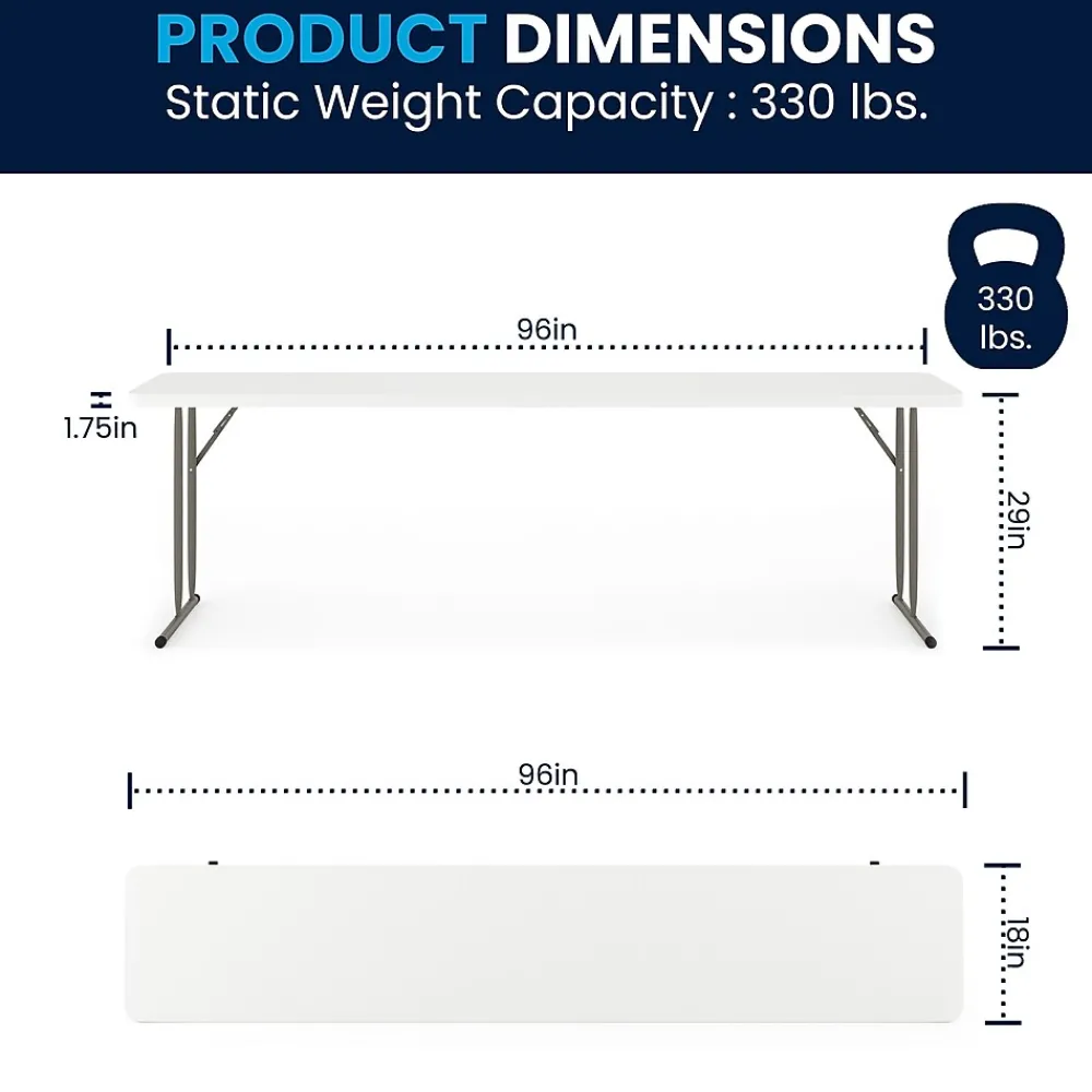 Folding Tables*Flash Furniture Elon Folding Table, 96" x 18", Granite White (DADYCZ2442GW)