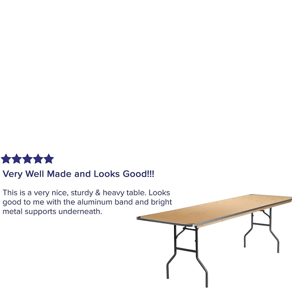 Folding Tables*Flash Furniture Fielder Folding Table, 96" x 30", Birchwood (XA3096BIRCHM)