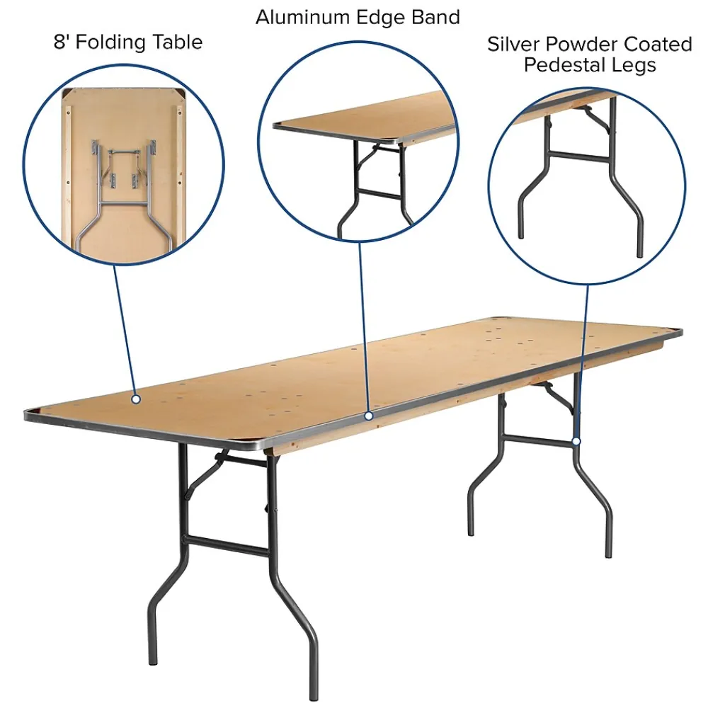 Folding Tables*Flash Furniture Fielder Folding Table, 96" x 30", Birchwood (XA3096BIRCHM)
