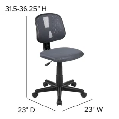 Office Chairs*Flash Furniture Flash Fundamentals Armless Ergonomic Mesh Swivel Mid-Back Task Office Chair, Gray (LF134GY)