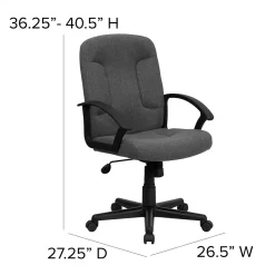 Office Chairs*Flash Furniture Garver Fabric Swivel Mid-Back Executive Office Chair, Gray (GOST6GYFAB)