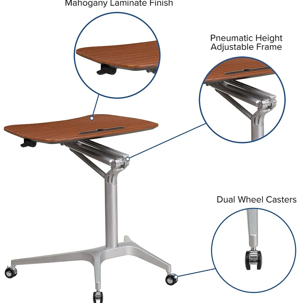 Standing Desks*Flash Furniture Gia 28"W Rectangular Adjustable Standing Computer Desk, Mahogany (NANIP10)