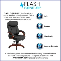 Office Chairs*Flash Furniture Hansel Ergonomic LeatherSoft Swivel High Back Executive Office Chair, Black/Mahogany (BT90171HS)
