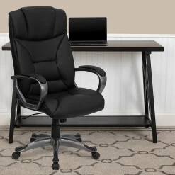 Office Chairs*Flash Furniture Hansel Ergonomic LeatherSoft Swivel High Back Executive Office Chair, Black (BT9177BK)