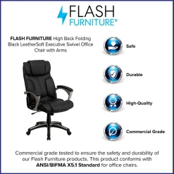 Office Chairs*Flash Furniture Hansel Ergonomic LeatherSoft Swivel High Back Folding Executive Office Chair, Black (BT9875H)