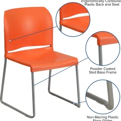 Folding & Stacking*Flash Furniture HERCULES Series Plastic Contoured Stack Chair with Sled Base, Orange/Gray (RUT238AOR)