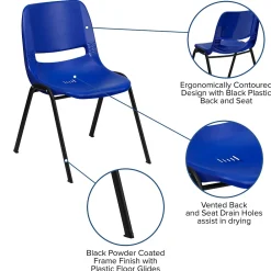 Folding & Stacking*Flash Furniture HERCULES Series Plastic Kid's Shell Stack Chair, Navy/Black (RUT14NVYBK)