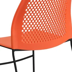 Folding & Stacking*Flash Furniture HERCULES Series Plastic Stack Chair with Air-Vent Back and Sled Base, Orange/Black (RUT498AOR)