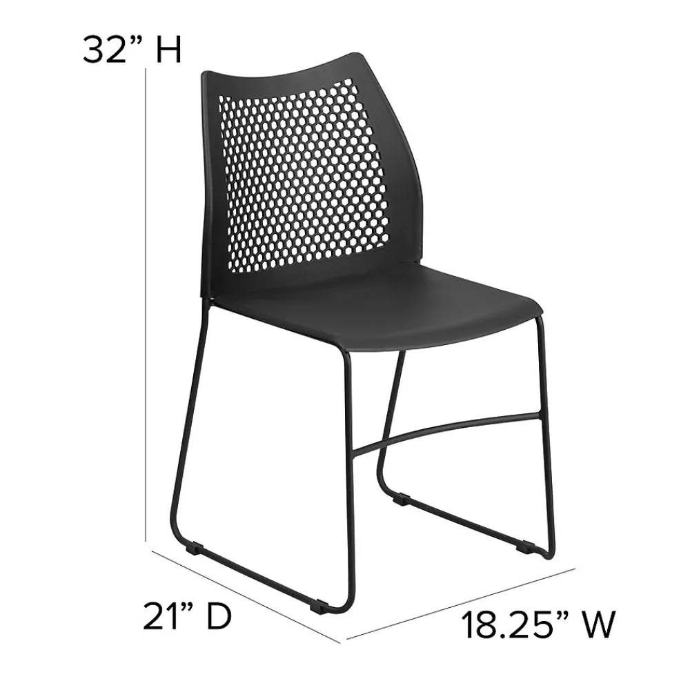 Folding & Stacking*Flash Furniture HERCULES Series Plastic Stack Chair with Air-Vent Back and Sled Base, Black (RUT498ABK)