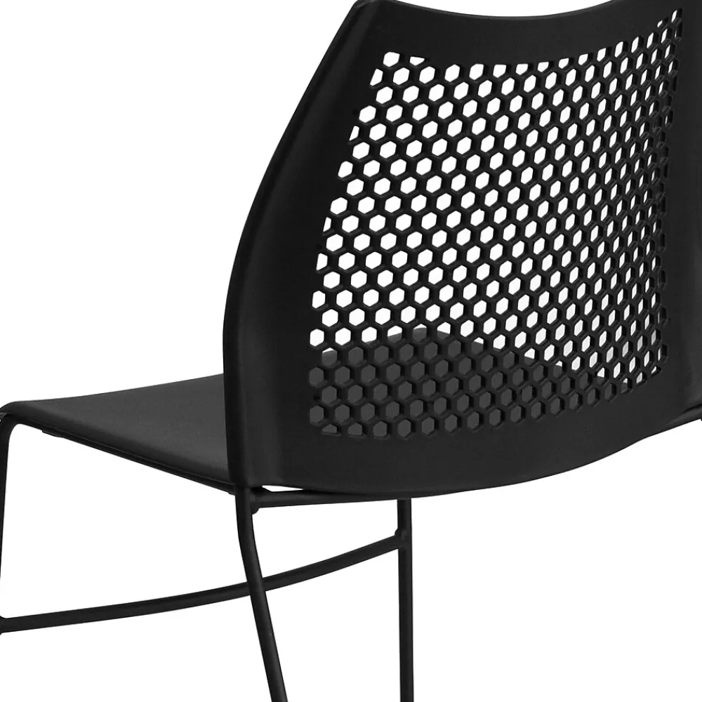 Folding & Stacking*Flash Furniture HERCULES Series Plastic Stack Chair with Air-Vent Back and Sled Base, Black (RUT498ABK)